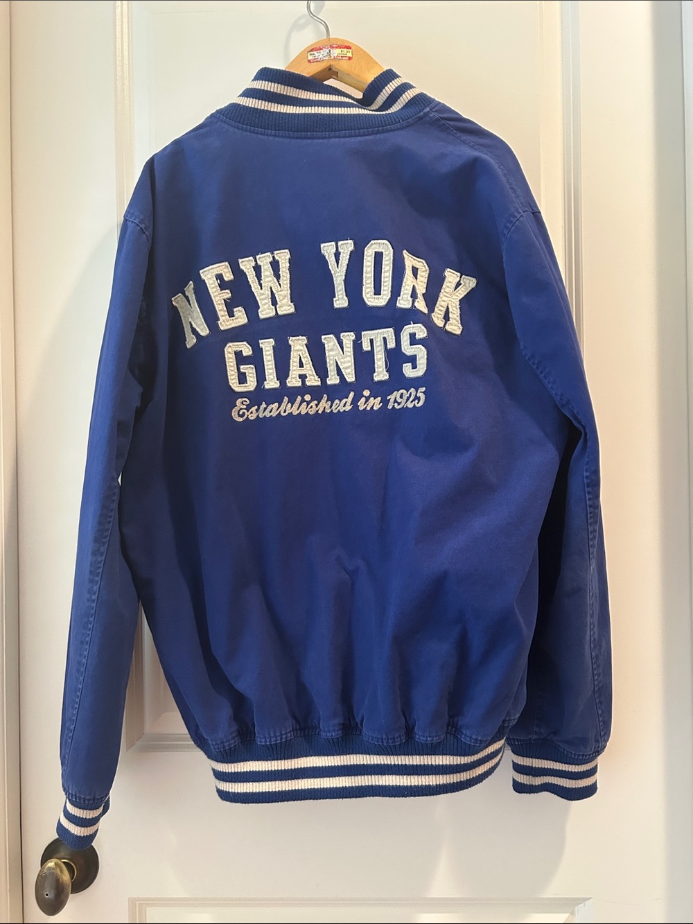 NFL Vintage New York Giants Bomber Jacket w/double sided Embroidered Patchwork M